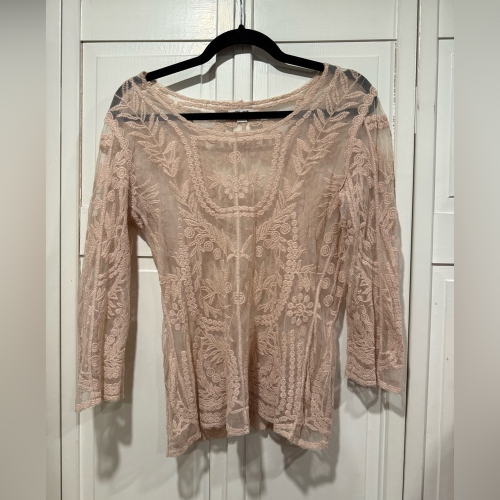 Ultra pink sheer mesh top size small EUC‎
